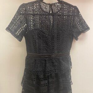 Lulus: Black Crochet Tiered Ruffle Mini Dress